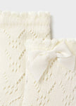 Newborn Openwork Bow Socks in Natural