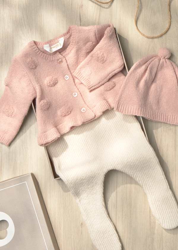Newborn 3-Piece Knit Cardigan & Pants Set