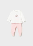 Newborn Footed Pants & Ruffled Top Set in Baby Pink