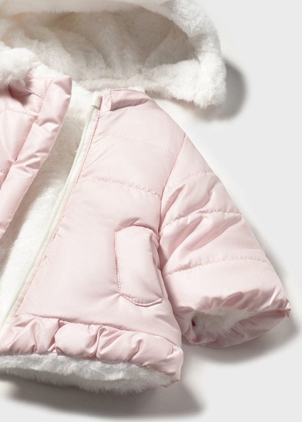 newborn girl pink reversible coat