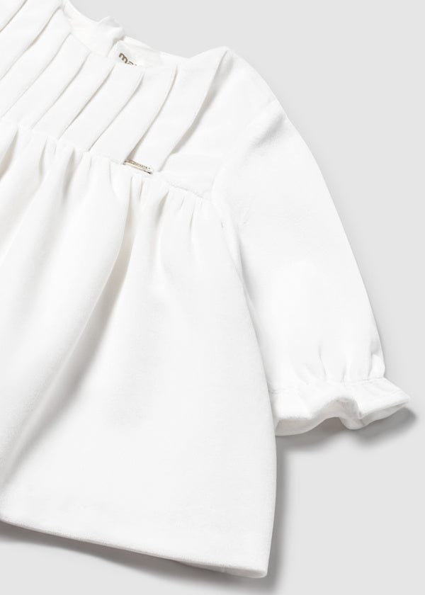 Mayoral Usa Inc Newborn Velvet Dress in Ecru - Little Miss Muffin Children & Home