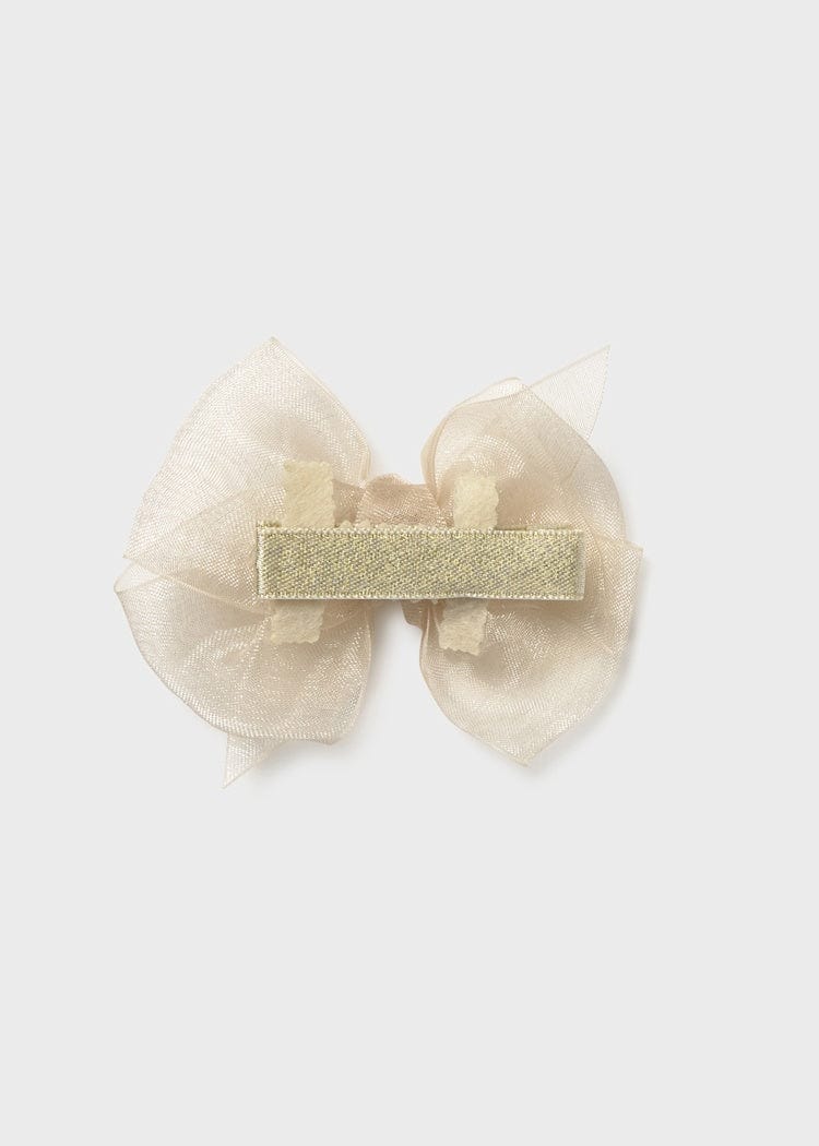 Mayoral Usa Inc Mayoral Newborn Bow Headband & Clip Set in Champagne - Little Miss Muffin Children & Home