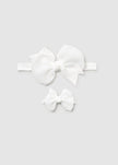 Mayoral Usa Inc Mayoral Newborn Bow Headband & Clip Set in White - Little Miss Muffin Children & Home