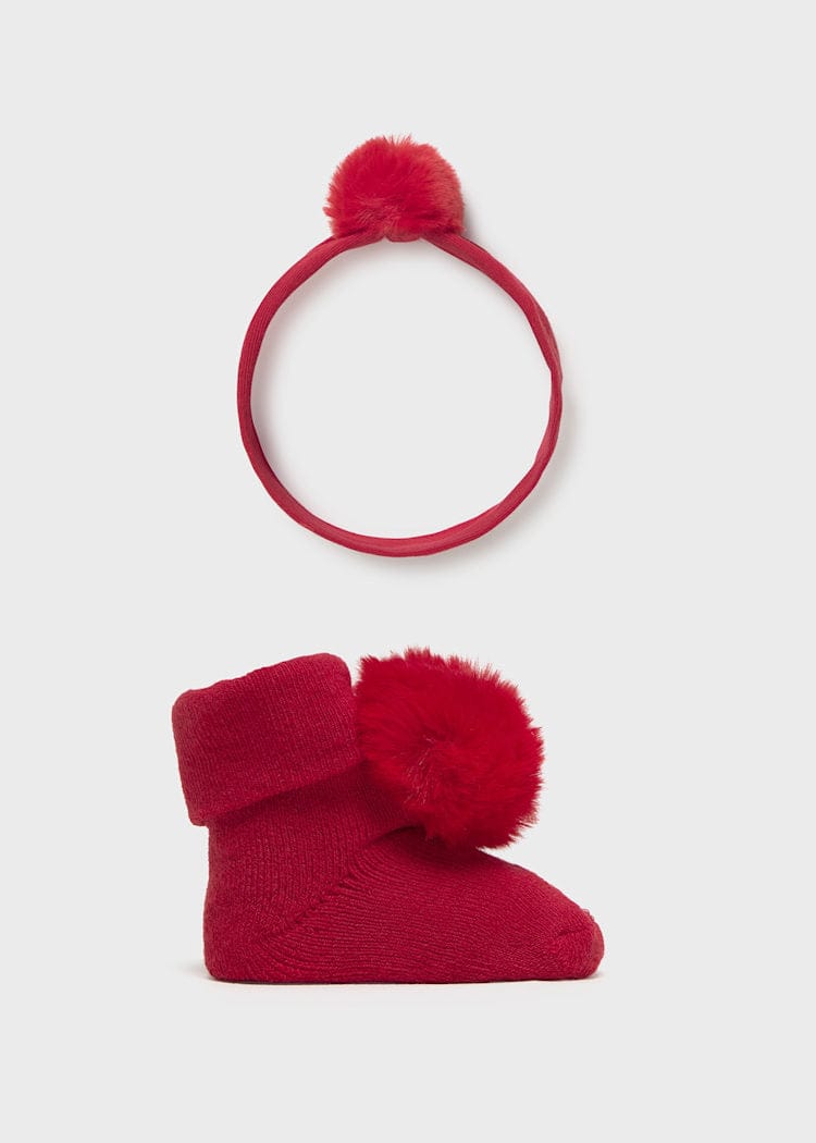 baby red headband and sock boots