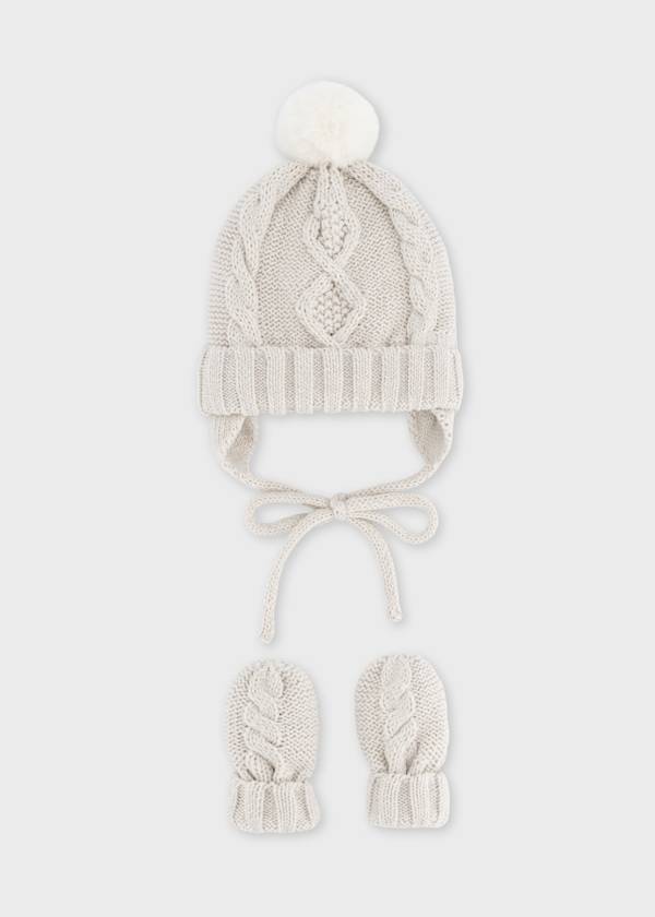 Newborn Knit Hat & Mittens Set, 2 Colors Available