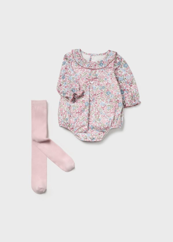 Mayoral Usa Inc Mayoral Floral Romper & Leggings Set in Baby Pink - Little Miss Muffin Children & Home