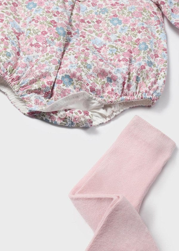 Mayoral Usa Inc Mayoral Floral Romper & Leggings Set in Baby Pink - Little Miss Muffin Children & Home