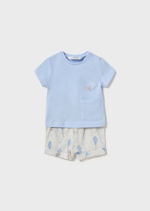 Mayoral Printed Shorts Set in Sky