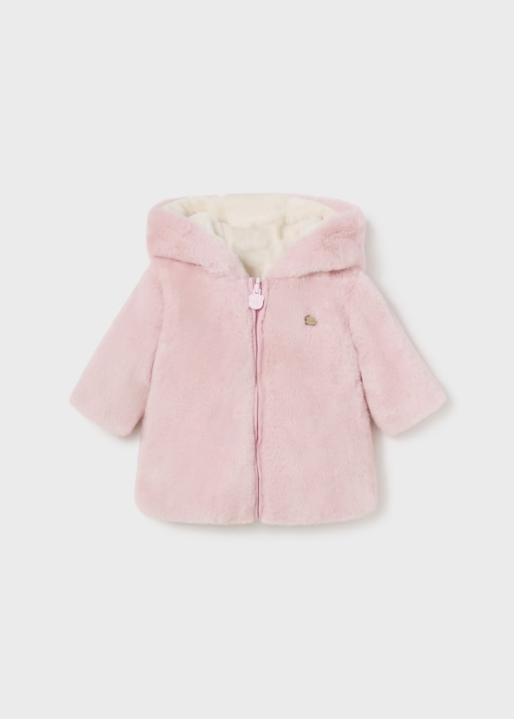 Mayoral Usa Inc Mayoral Reversible Furry Hooded Coat for Baby in Blush - Little Miss Muffin Children & Home