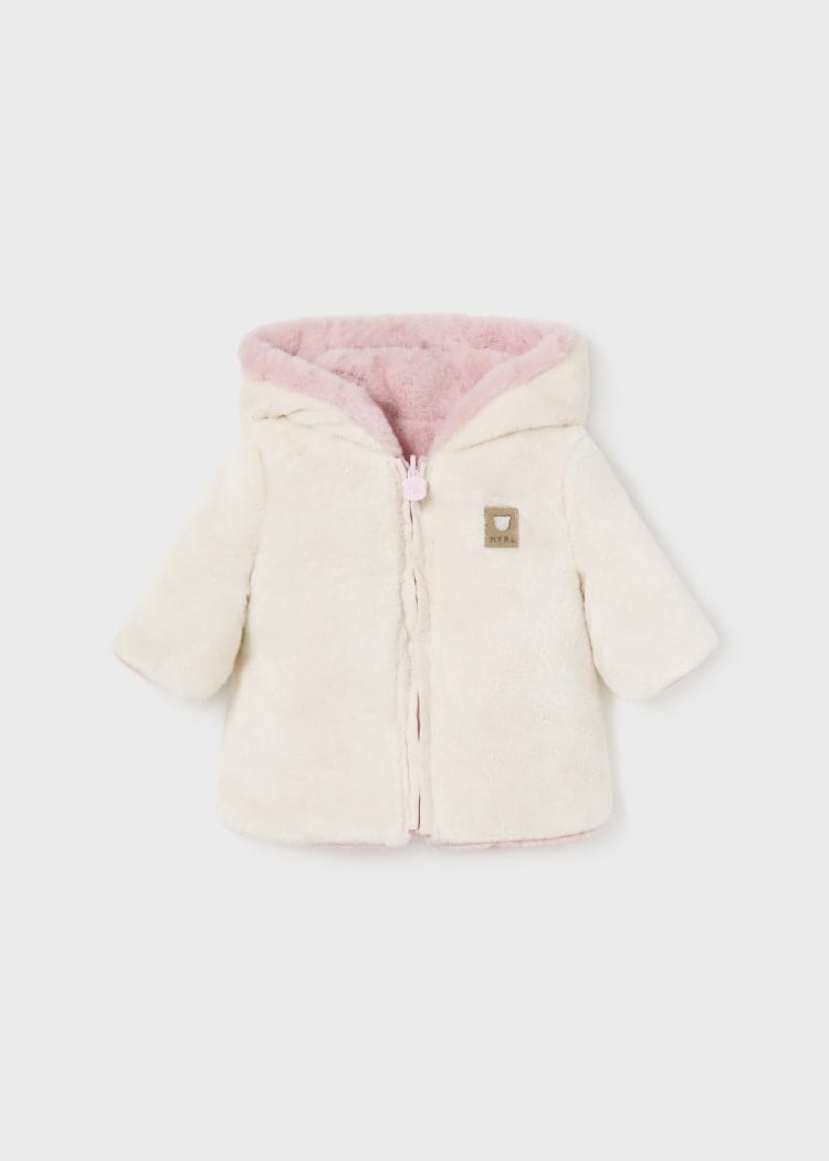 Mayoral Usa Inc Mayoral Reversible Furry Hooded Coat for Baby in Blush - Little Miss Muffin Children & Home