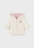 Mayoral Reversible Furry Hooded Coat for Baby in Blush