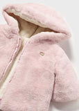 Mayoral Reversible Furry Hooded Coat for Baby in Blush