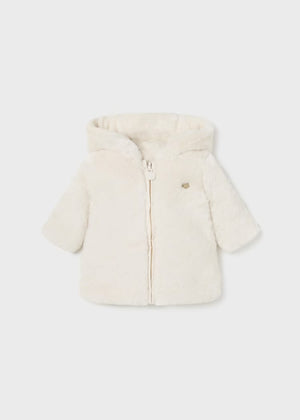 Mayoral Reversible Furry Hooded Coat for Baby in Cotton