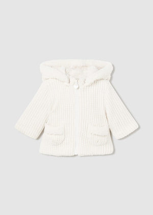 Mayoral Reversible Hooded Jacket for Baby in Heather Milk