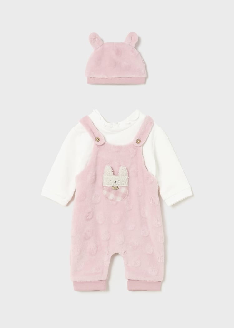 Mayoral Usa Inc Mayoral Fleece Romper with Hat in Blush - Little Miss Muffin Children & Home