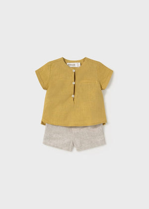 Mayoral Linen Short Set for Baby in Sunflower