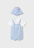 Mayoral Overall Romper with Hat Set in Sky