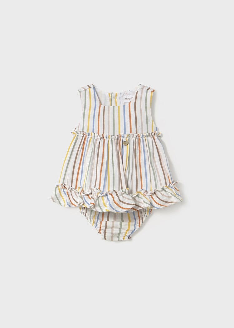 Mayoral Usa Inc Mayoral Linen Dress & Bloomer Set in Striped - Little Miss Muffin Children & Home