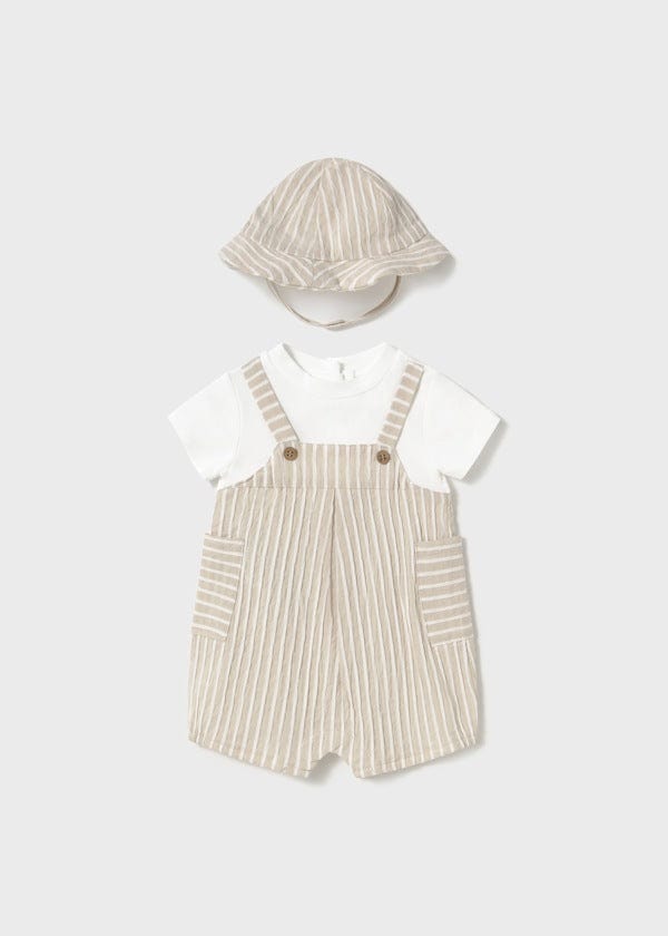 Mayoral Usa Inc Mayoral Striped Overall Romper & Hat Set - Little Miss Muffin Children & Home