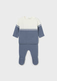 Mayoral 2-Piece Knit Striped Sweater and Footed Pant Set in Blue