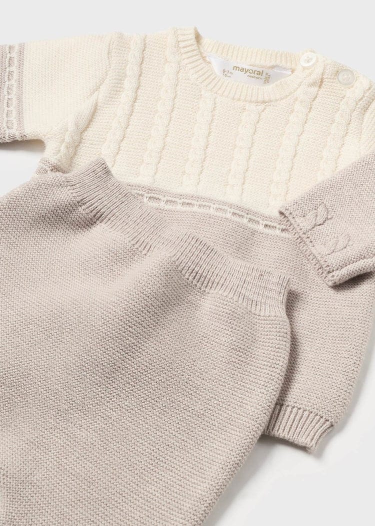 Mayoral Usa Inc Mayoral 2-Piece Knit Set for Baby Striped Sweater and Footed Pant in H. Walnut - Little Miss Muffin Children & Home