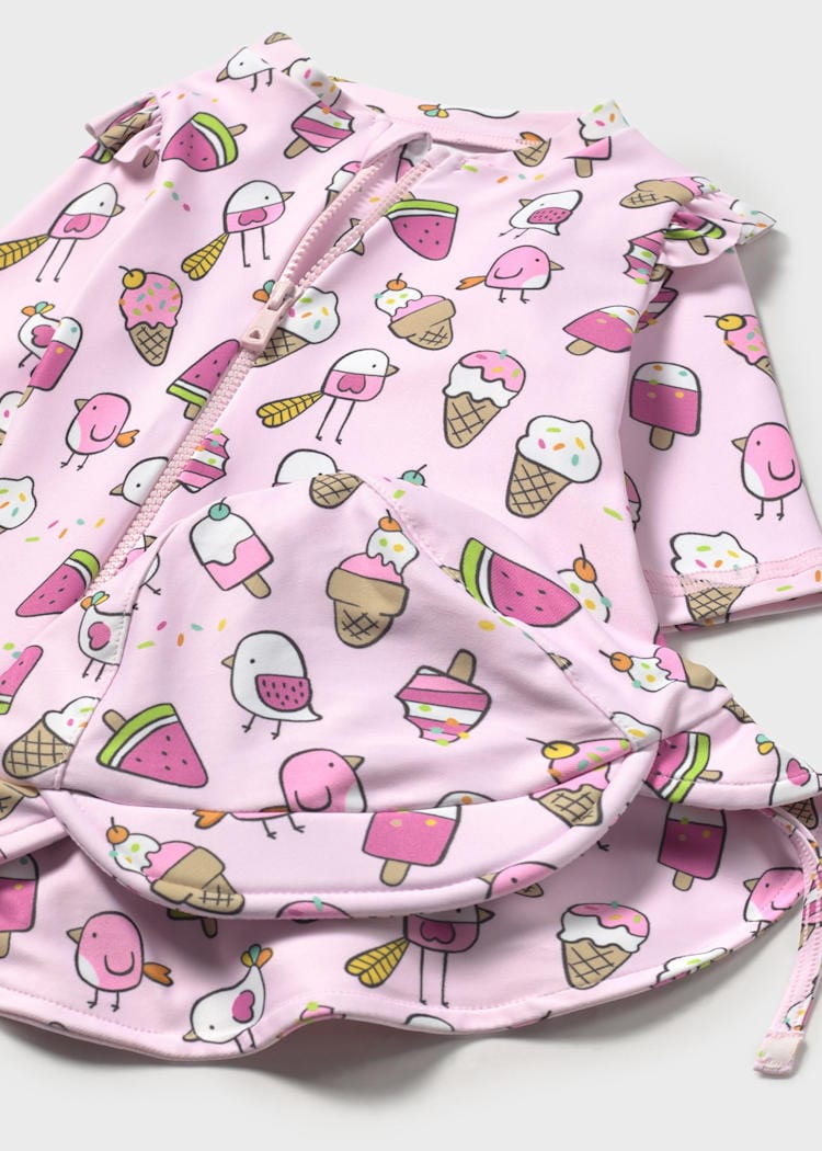 Mayoral Usa Inc Mayoral Sun Protection Swim Romper with Hat in Petal - Little Miss Muffin Children & Home