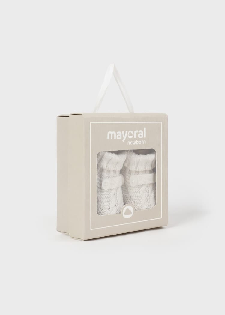 Mayoral Usa Inc Mayoral Newborn Tricot Booties in Milk - Little Miss Muffin Children & Home