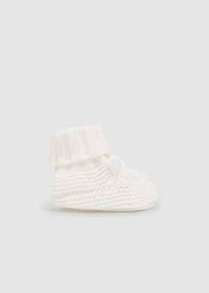 Mayoral Usa Inc Mayoral Newborn Tricot Booties in Off White - Little Miss Muffin Children & Home