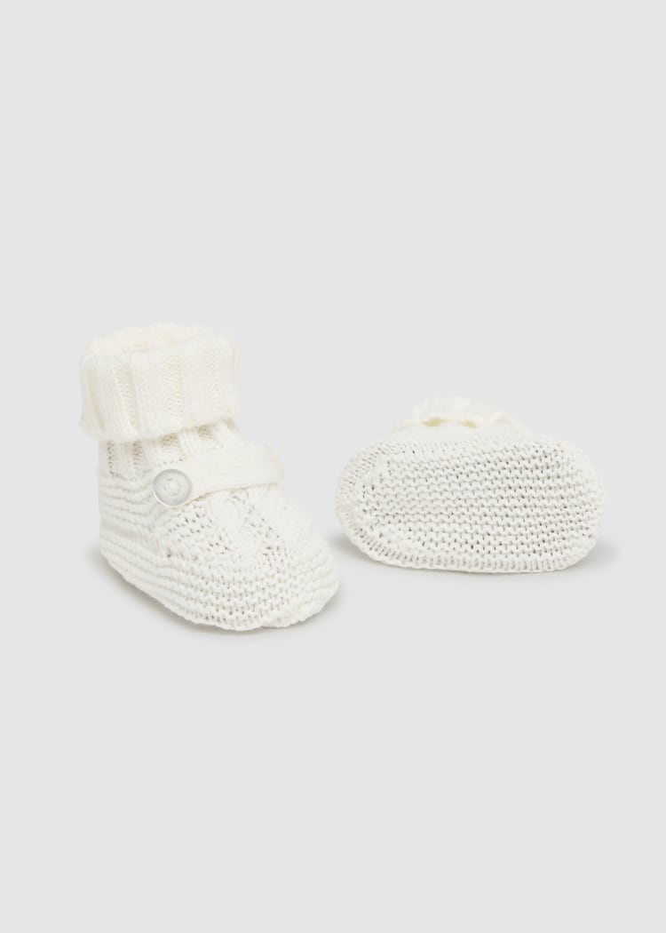 Mayoral Usa Inc Mayoral Newborn Tricot Booties in Off White - Little Miss Muffin Children & Home