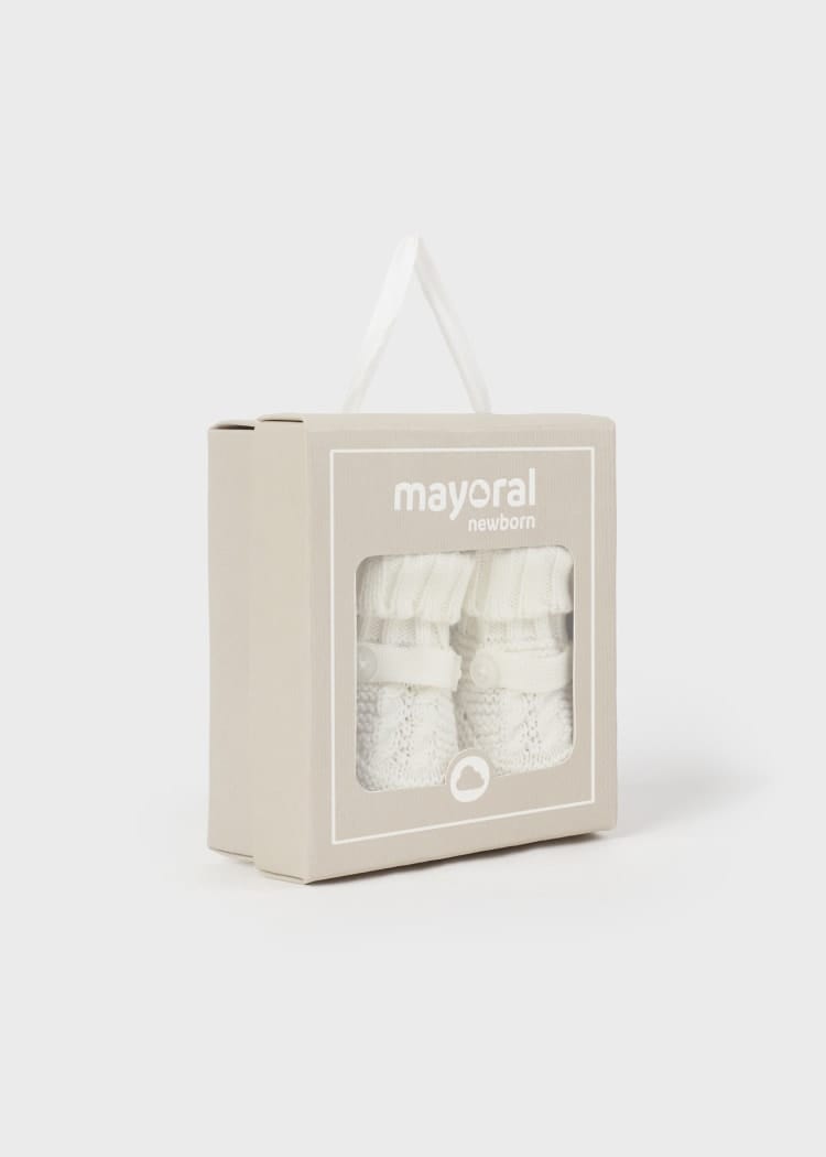 Mayoral Usa Inc Mayoral Newborn Tricot Booties in Off White - Little Miss Muffin Children & Home