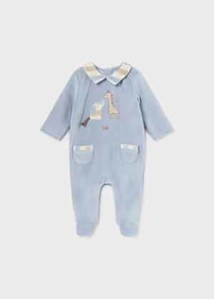 Mayoral Usa Inc Mayoral Velour One-Piece with Collar in Polar Blue - Little Miss Muffin Children & Home