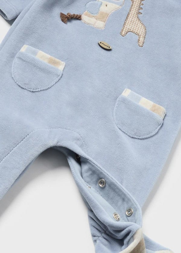 Mayoral Usa Inc Mayoral Velour One-Piece with Collar in Polar Blue - Little Miss Muffin Children & Home