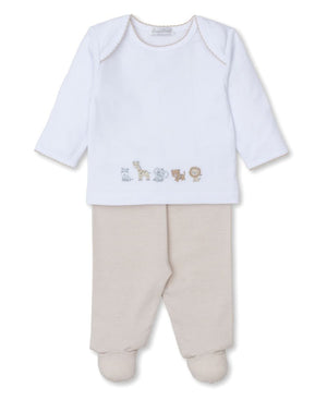 Kissy Kissy Footed Pant Set with Hand Emb Safari Squad