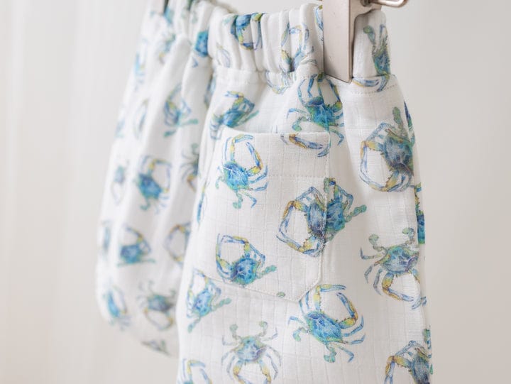 Nola Tawk Nola Tawk Catching Crabs Organic Muslin Shorts - Little Miss Muffin Children & Home