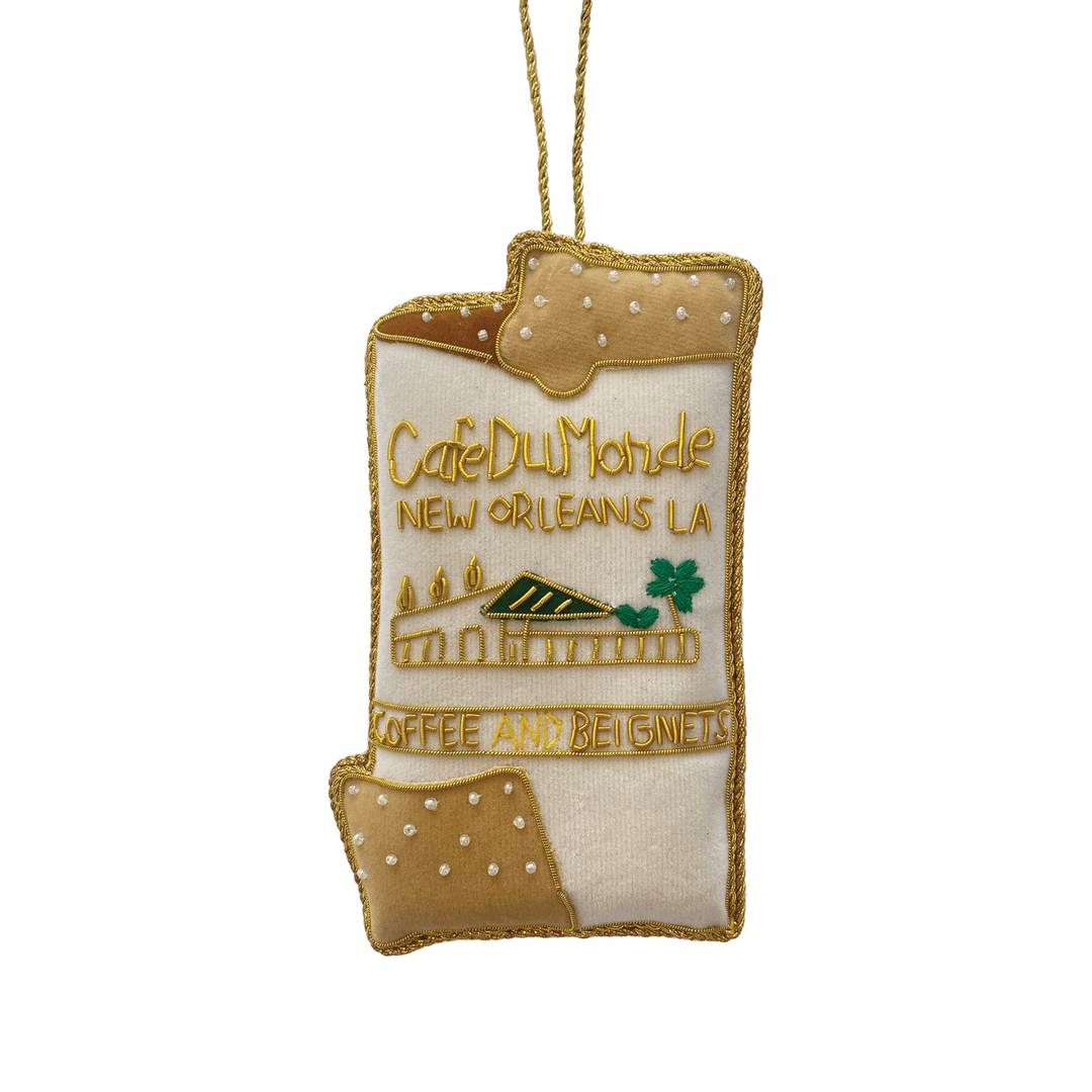 Nola Tawk Nola Tawk Coffee & Beignets Embroidered Ornament - Little Miss Muffin Children & Home