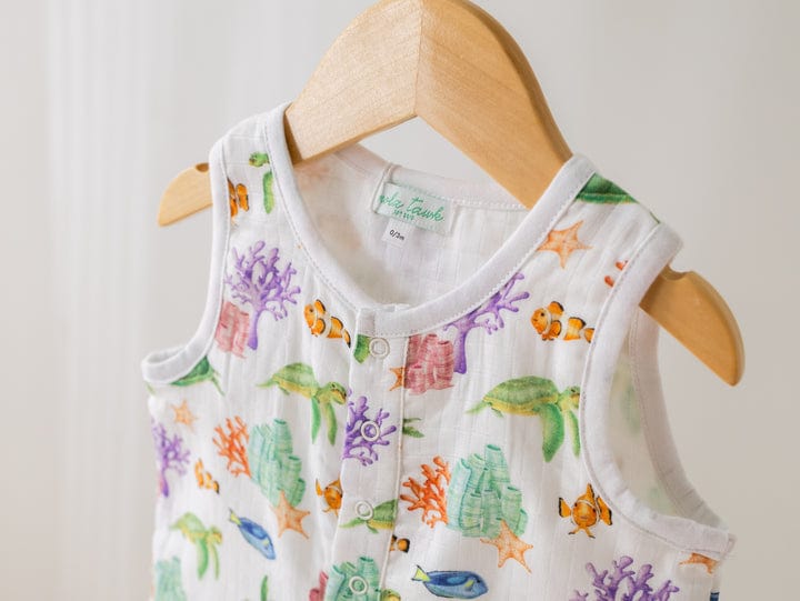 Nola Tawk Nola Tawk Just Keep Swimming Organic Muslin Shortall - Little Miss Muffin Children & Home