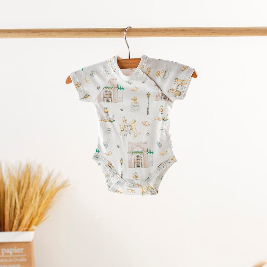 Nola Tawk Nola Tawk Powdered Sugar and Puppies Organic Cotton Baby Onesie - Little Miss Muffin Children & Home