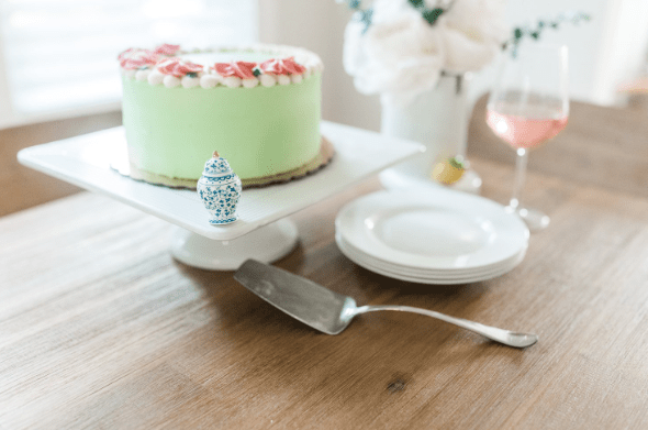 Nora Fleming Nora Fleming Pinstripes Square Pedestal Serving Dish - Little Miss Muffin Children & Home