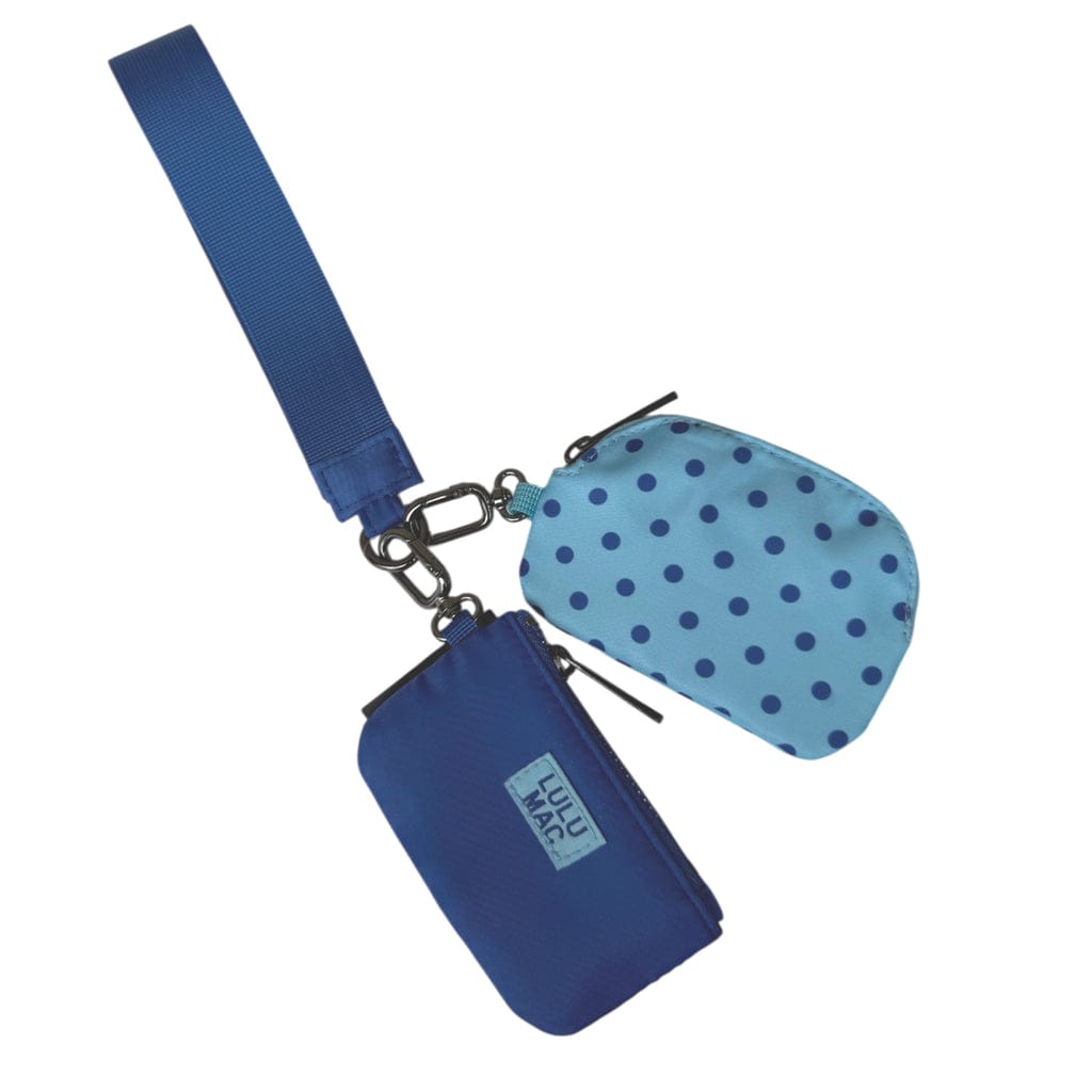 Blue/Navy Dots Lulu Mac Double Pouch Wristlet