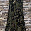 green olive leopard midi skirt