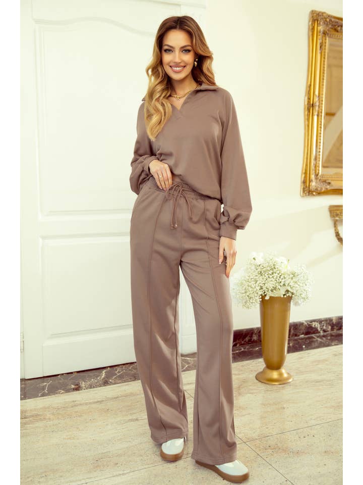 two piece ide leg pants outfit set