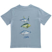 Bailey Boys Short Sleeve Logo Tee, Fish Trio on Bayberry - Little Miss Muffin Children & Home