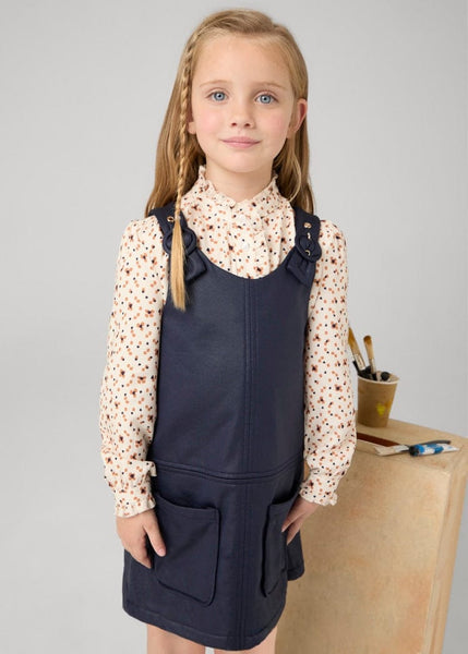Mayoral Girls Pinafore Dress in Navy