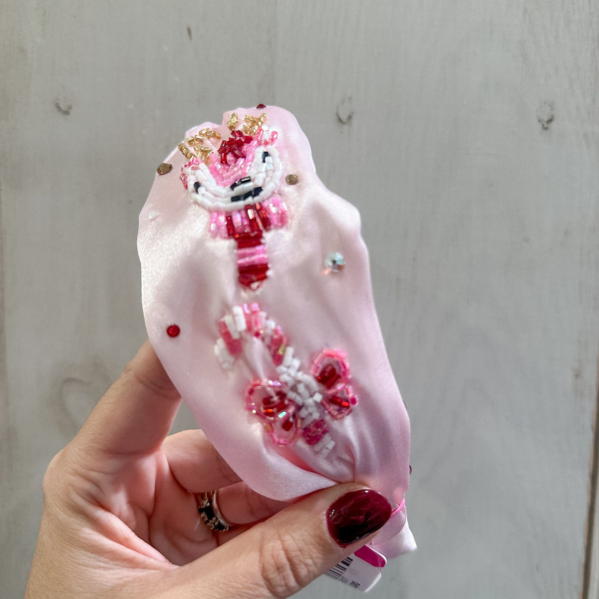 Girls pink deer Christmas headband 