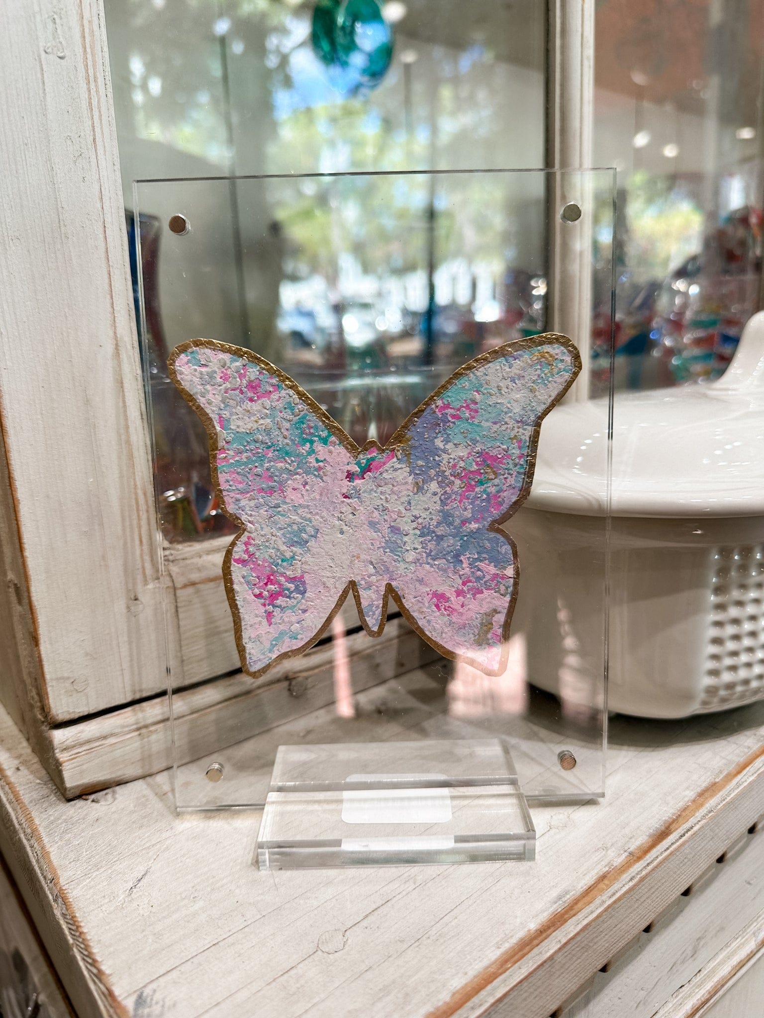 pink acrylic butterfly