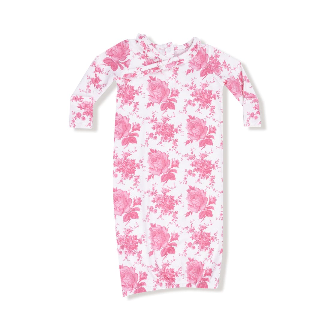 pink and white floral rose baby gown