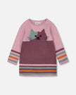 pink knitted dress with cat