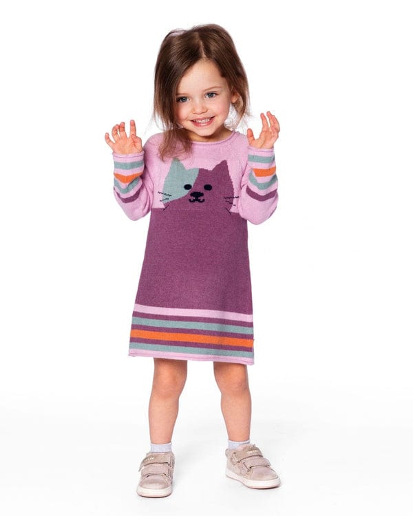 childrens knit dress with cat