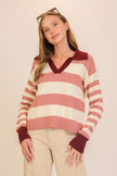 pink polo striped sweater