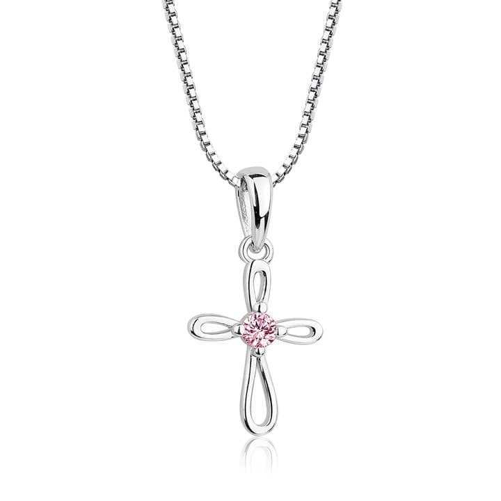 pink stone cross necklace
